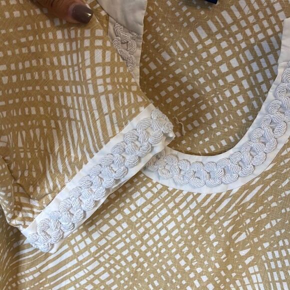 Vineyard Vines Tunic Linen Dress Size 14 Tan Lattice - Picture 4 of 9